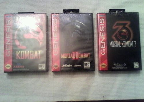 Mortal Kombat  1 2 & 3 + Free MK1 Sega Genesis Factory Sealed 4 games! FREE S/H