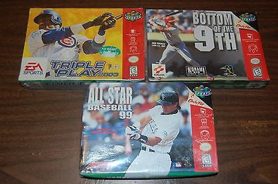 Nintendo 64-Lot of (3) New* Game's-Bottom of the 9th, All Star, Triple Play*New*