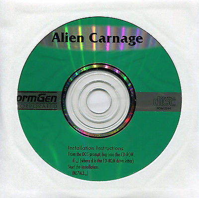 Alien Carnage from FormGen Inc. help Halloween Harry arcade shooter for DOS NEW