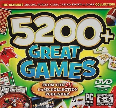 5200+ Great Games DVD-ROM PC Game Collection Card, Board, Casino, Arcade MORE!